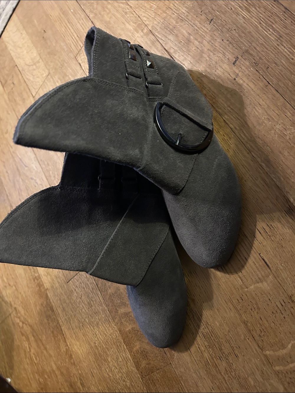 naughty monkey Grey Suede Ankle Booties with Buckle New size 6